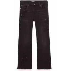 ZARA WOMAN PREMIUM DENIM COLLECTION BLACK EDITION JEANS WITH EMBROIDERY SIZE 2